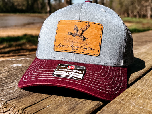 Maroon/Heather/Charcoal Duck Leather Patch Hats