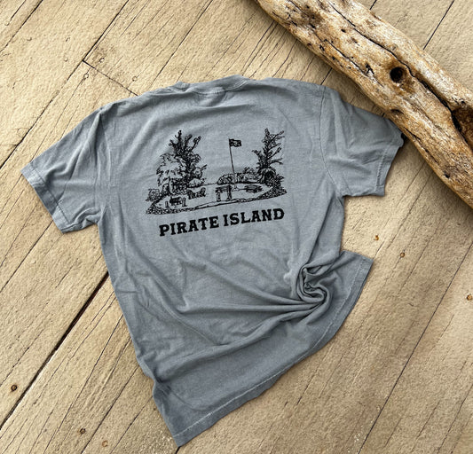 Pirate Island-hand drawn- Grey