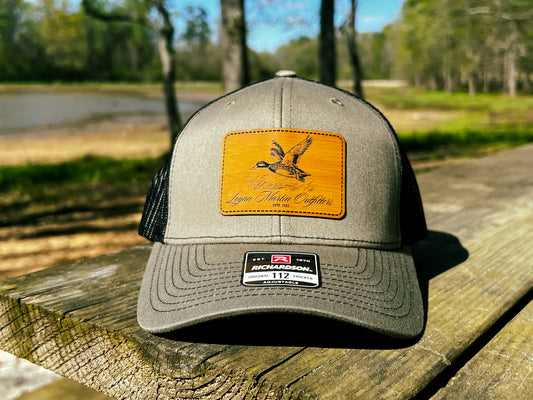 Olive Green/Black Duck Leather Patch Hats