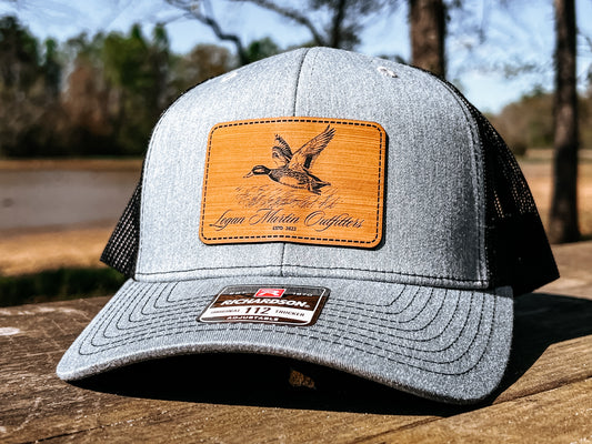Heather/Black Duck Leather Patch Hat