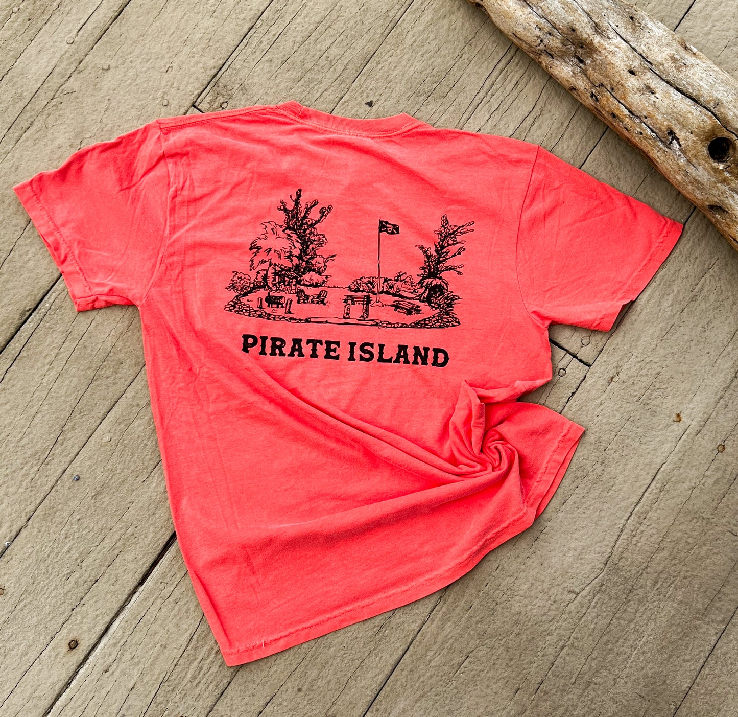 Pirate Island-hand drawn- Bright Salmon